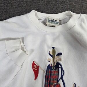 VTG Northern Reflections Womens Large Sweatshirt Golf Embroidered Plaid White